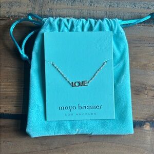 Maya Brenner Gold LOVE Necklace in Turquoise Pouch